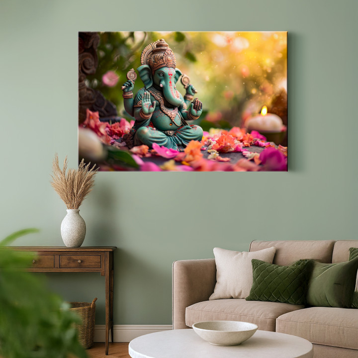 Serene Lord Ganesha Canvas Print - Nature's Blessing 36