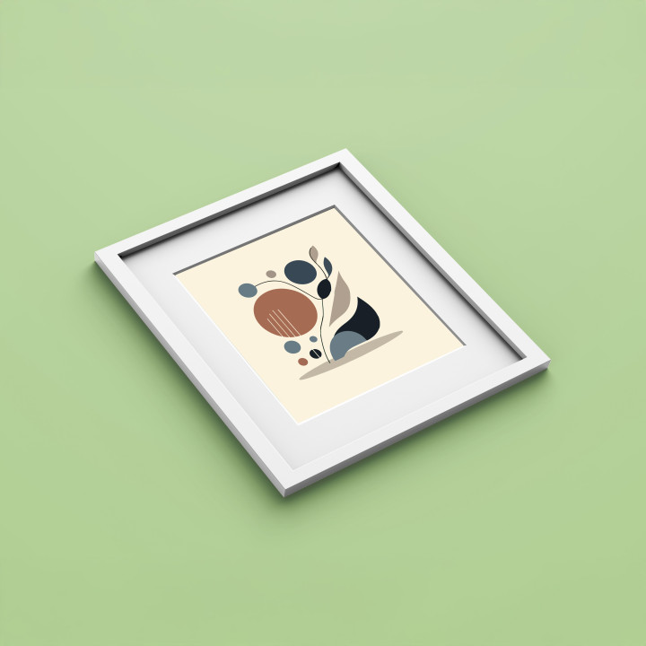 Set of 4 Geometric Wall Art Prints with White Frames