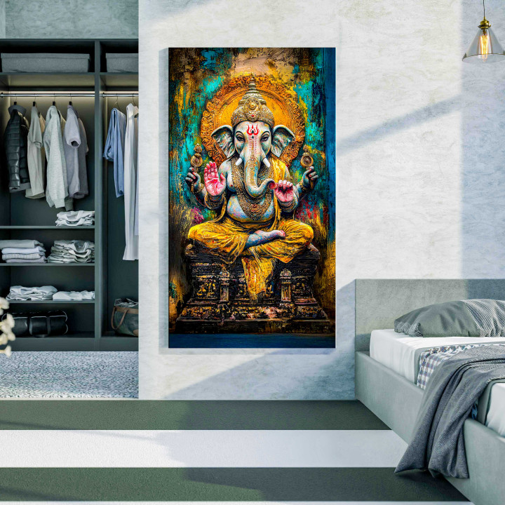 Vibrant Lord Ganesha Canvas Print - Spiritual & Artistic Decor 24