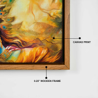 Divine Embrace: Radha Krishna Canvas Art with Elegant Frame - Size 42x23