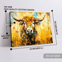 Golden Pasture: The Longhorn Canvas Print, Home & office Decor 24