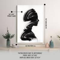 Abstract Silhouette Canvas Print - Modern Black & White Hair Art for Home & Salon Decor 24