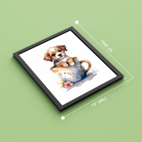 Adorable Animal Friends in Teacups - Set of 4 Wall Art, Set of 4 Photo Frame with Print