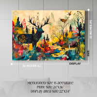 Vibrant Forest Elk Canvas Art - Modern Abstract Wildlife Wall Decor 24x36