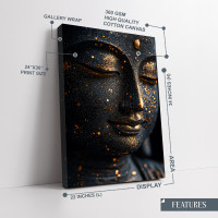 Golden Dust Buddha Canvas Wall Art - Meditation Spiritual Print 24