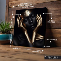 Luxury Black & Gold Abstract Woman Portrait Canvas - Gallery Wrap - 24
