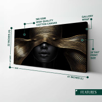 Elegant Black & Gold Abstract Woman Canvas Wall Art - Modern Glamour Decor 24
