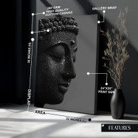 Divine Contemplation: Black Buddha Premium Canvas Wall Art 24