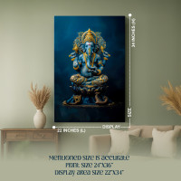 Majestic Blue Lord Ganesha Canvas Print - Spiritual Home Decor 24