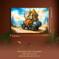 Divine Ganesha Mushak Ride Canvas Art - Modern Spiritual Decor 24