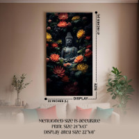 Buddha & Lotus Canvas Print | Spiritual Wall Art | Large Vertical Decor 24