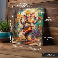 Dancing Ganesha Canvas Print - Square Gallery Wrap Canvas 24