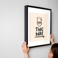 Bathroom Direction Art : A framed print (12x16 inch)