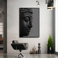 Divine Contemplation: Black Buddha Premium Canvas Wall Art 24