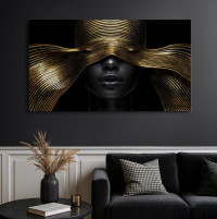 Elegant Black & Gold Abstract Woman Canvas Wall Art - Modern Glamour Decor 24