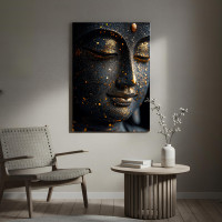 Golden Dust Buddha Canvas Wall Art - Meditation Spiritual Print 24