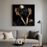 Luxury Black & Gold Abstract Woman Portrait Canvas - Gallery Wrap - 24