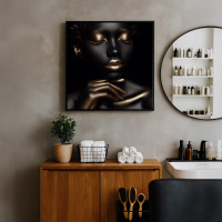Luxury Black & Gold Serenity: Woman Portrait Canvas - Gallery Wrap - 24