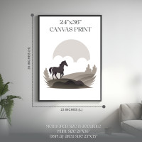 Majestic Horse Silhouette Canvas Print with Black Frame