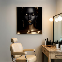 Regal Radiance: Black & Gold Portrait Canvas Art print 24