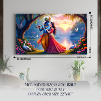 Serene Sunset Radha Krishna Wall Art Canvas - Print Size 42