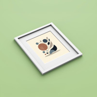 Set of 4 Geometric Wall Art Prints with White Frames