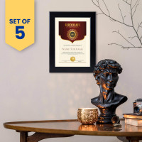 Sophisticated Black Frames for Certificates and Photos (Set of 5)