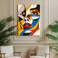 Modern Abstract Woman Canvas Print - Colorful Geometric Pop Art for Home Decor 24