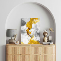 Woman Portrait With Gold Flower, Canvas Print 24x36